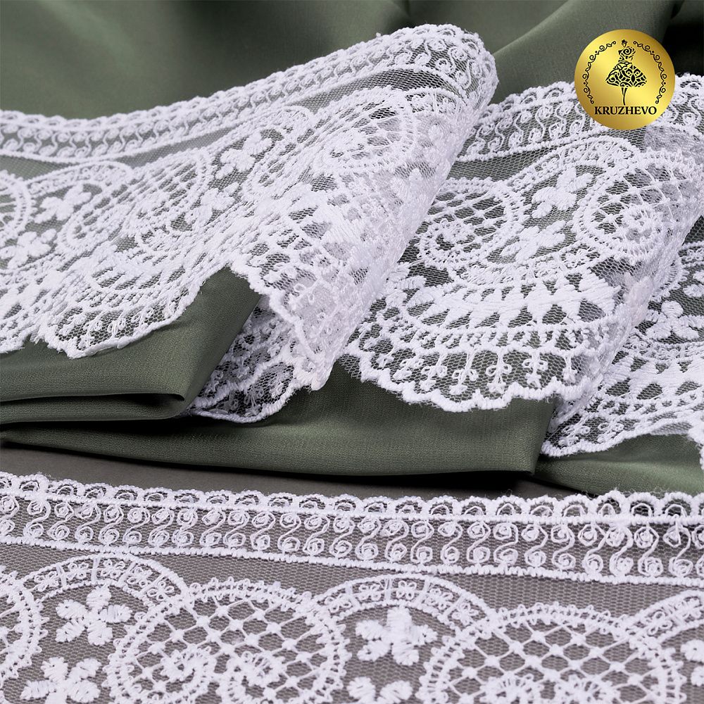 Кружево на сетке 90 мм, цв.01 белый, уп.13.7м, TBY.40475.01