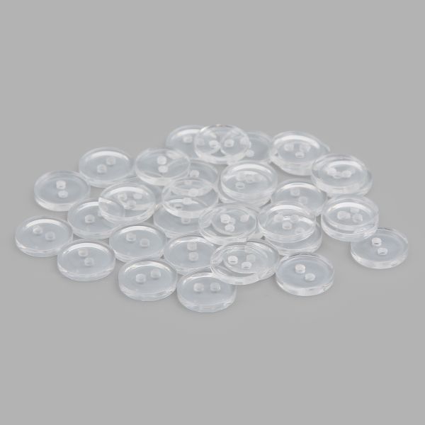 Пуговицы 2 прокола 18L, 11 мм, (Clear (прозрачный)), NE74, 144 шт