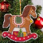 Набор для вышивания нитками Овен, Ёлочная игрушка. Лошадка 9,3х9,6см