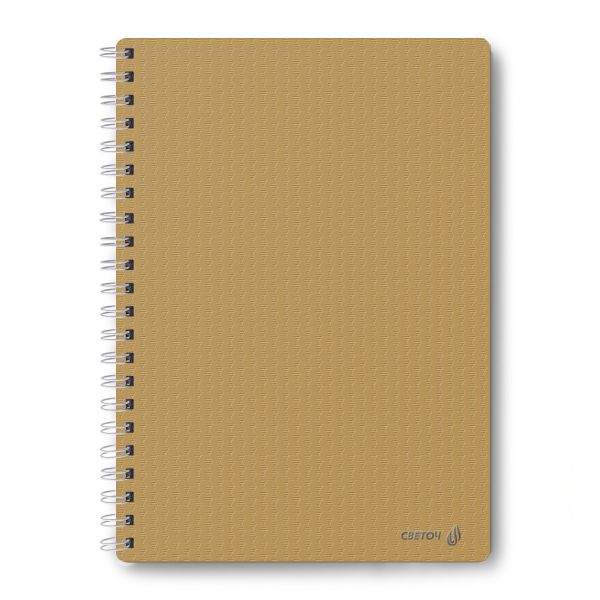 Тетрадь общая с пластиковой обложкой, тиснение серебряной фольгой, 500 мкр, A4 80 л. на гребне 65 г/м², белизна 100 %, 4 шт, клетка, 01034 Золотая, Светоч 80Т27