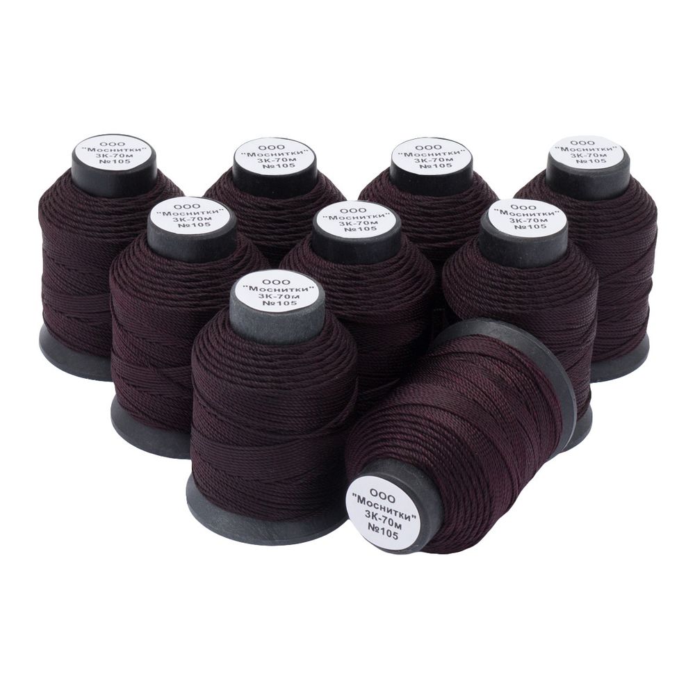 Нитки капроновые 3К 70м, 105 темно-коричневый, 9 катушек