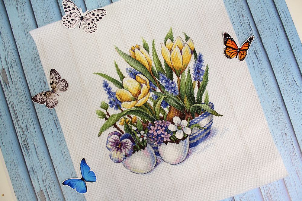 Набор для вышивания нитками МП Студия, Первое дыхание весны, 25х26 см