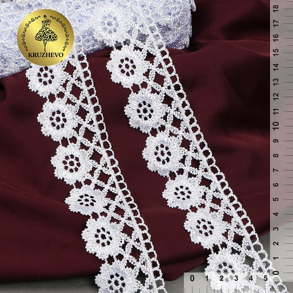 Кружево гипюр (плетёное) 40 мм, TBY.C01328S, 01 белый, 13.25м, Kruzhevo