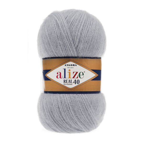 Пряжа Alize (Ализе) Angora Real 40 / уп.5 мот. по 100 г, 430м, 021 серый A