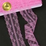 Кружево отделочное в стиле "трикотаж" 40 мм, диз. 275, цв.12 розовый, уп. 27,4 м