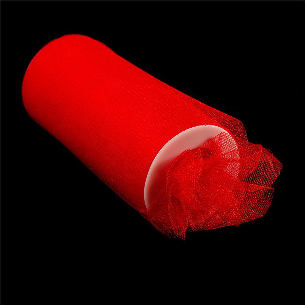 Фатин на шпульке средней жесткости блестящий 150 мм / 22.86 метра, TBY.MSS.170.07, цв.07 красный