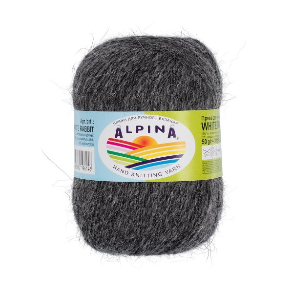 Пряжа Alpina White Rabbit / уп.10 мот. по 50г, 300м, 203 т.серый меланж