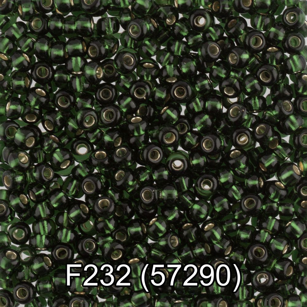 Бисер Gamma 10/0 (2.3 мм), 50 г, F232 т.зеленый, 57290, круглый 6