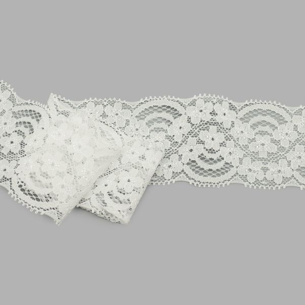 Кружево эластичное (стрейч) 52 мм / 25 метров, LAEC5266, белый