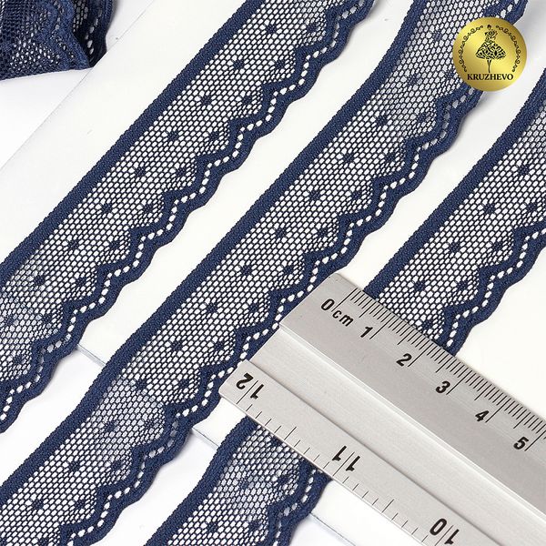 Кружево эластичное (стрейч) 25 мм, 8028, цв.S919 синий сапфир уп.50м, Kruzhevo