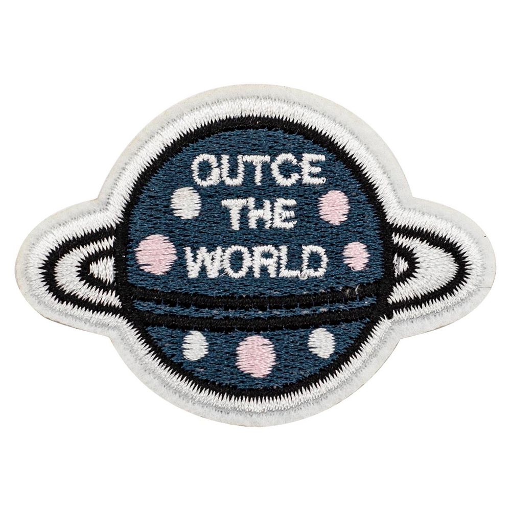 Термоаппликация "Голубая планета в горошек с надписью", 6.3х4.5см