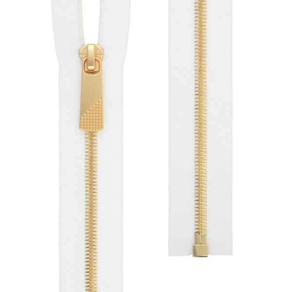 Молния металл Т5 (5 мм) 1 зам., разъем., 80 см, декор, золото, белый, KAP-5 Gamma, 5 шт