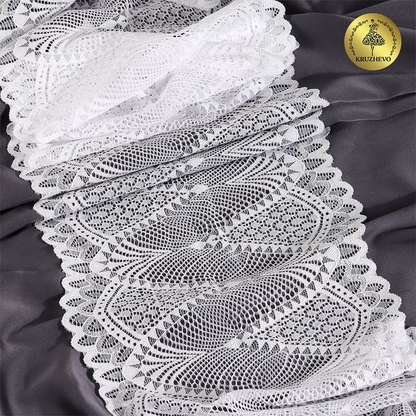 Кружево бельевое эластичное 190 мм / 25 м, 30200, цв.001 белый, Kruzhevo