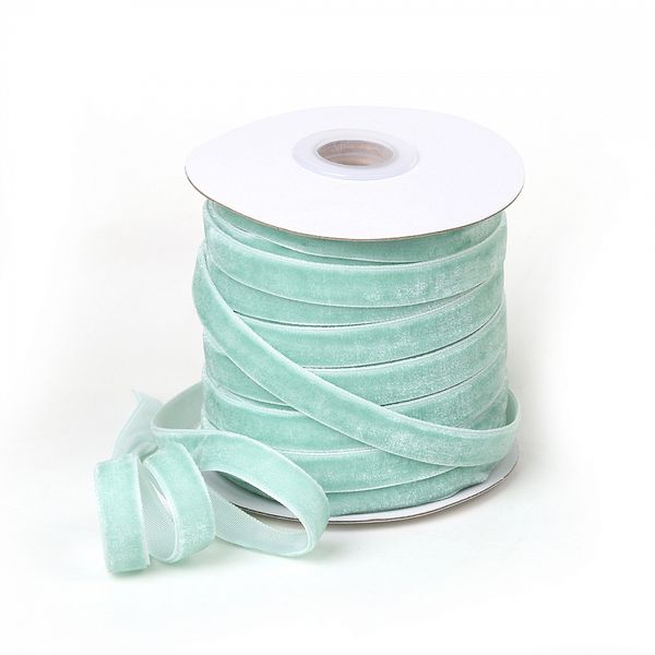 Лента бархатная (тесьма) 10.0 мм / 22.86±1 метров, арт.10VR16 нейлон цв.мятный