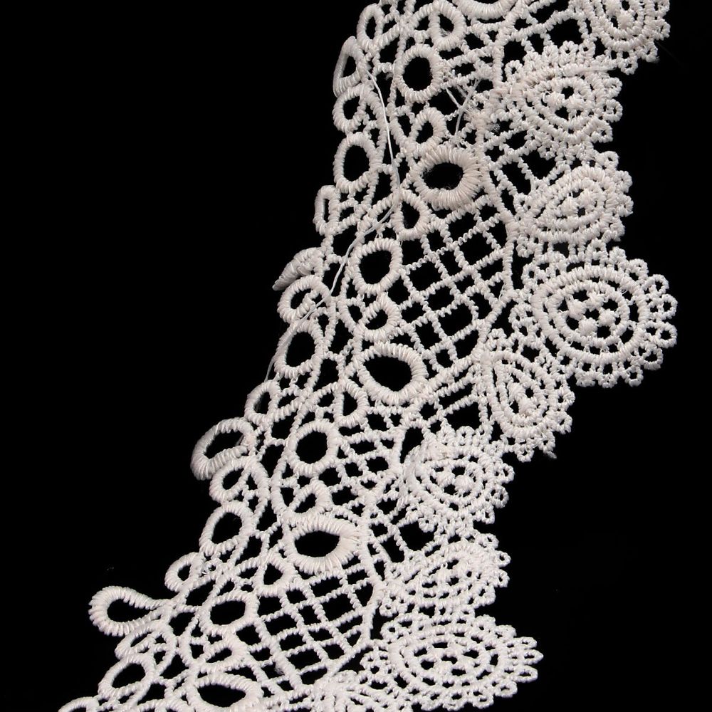 Кружево гипюр (плетёное) 95 мм / 9.14 метров, матовое, 571 молочный