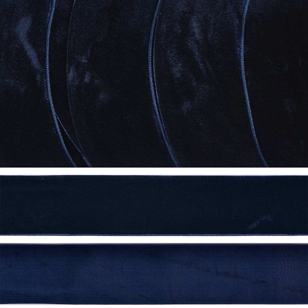 Лента бархатная (тесьма) 38.0 мм / 20±1 метров, нейлон, т.синий