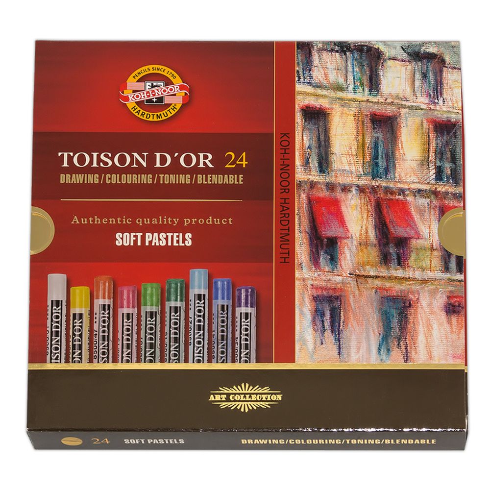 Пастель художественная мягкая 24 цв, KOH-I-NOOR Toisodor, круглая в картонной коробке 8514024005KSRU