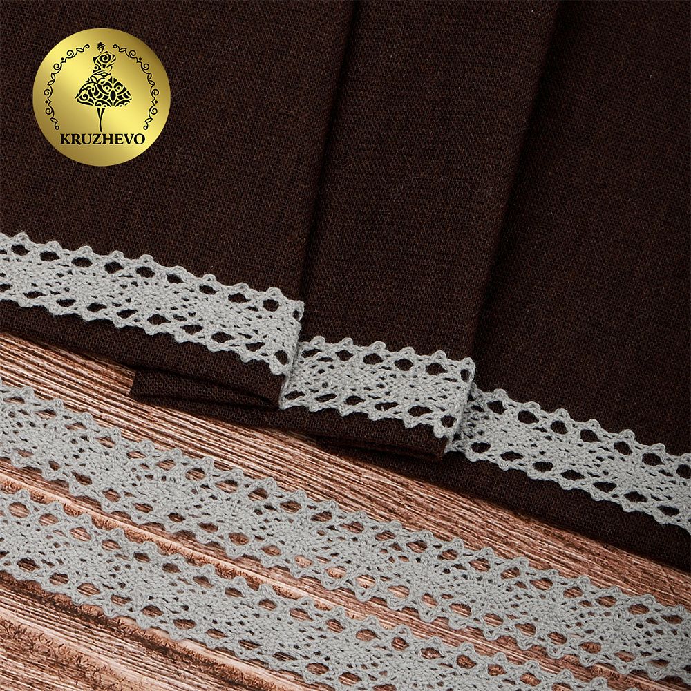 Кружево вязаное (тесьма) 20 мм / 10 метров, цв.25 св.серый уп. 10 м, Kruzhevo