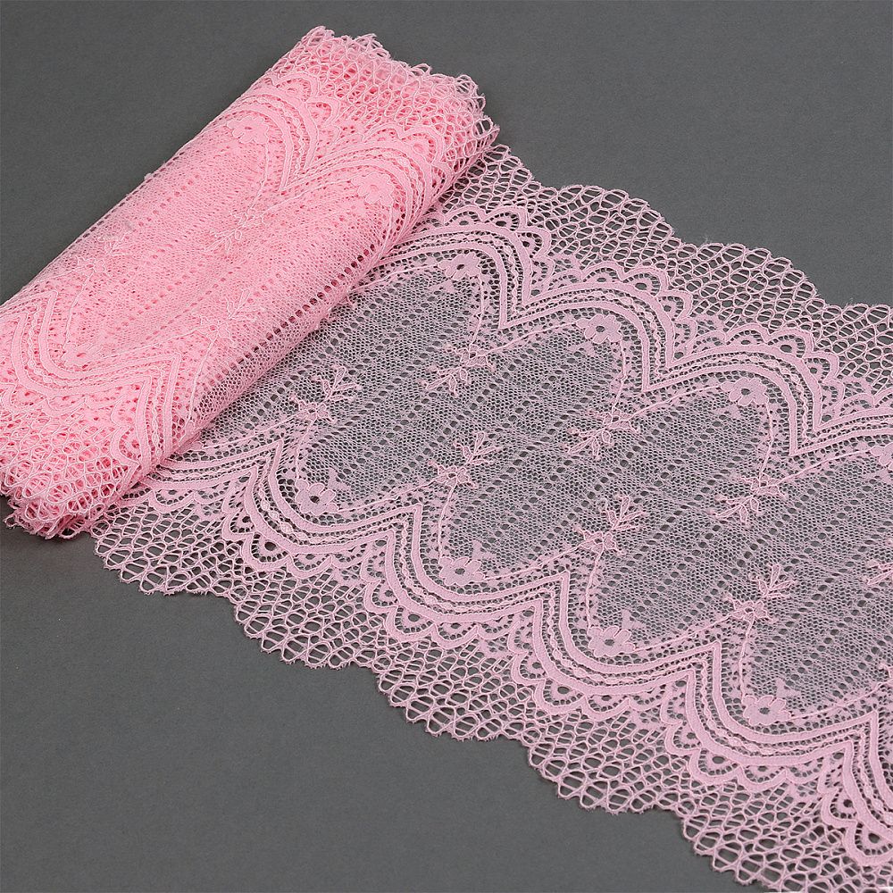 Кружево бельевое эластичное 230 мм / 10 м, 8037, цв.F133 розовый, Kruzhevo