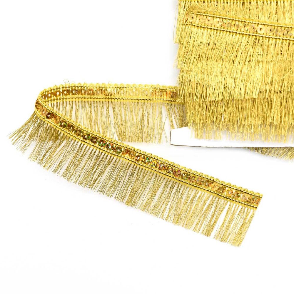 Бахрома отделочная 33.0 мм / 12 метров, металлизированная золото