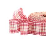 Лента Шотландка с люрексом 30 / 25м (малиновый/белый), С3301Г17