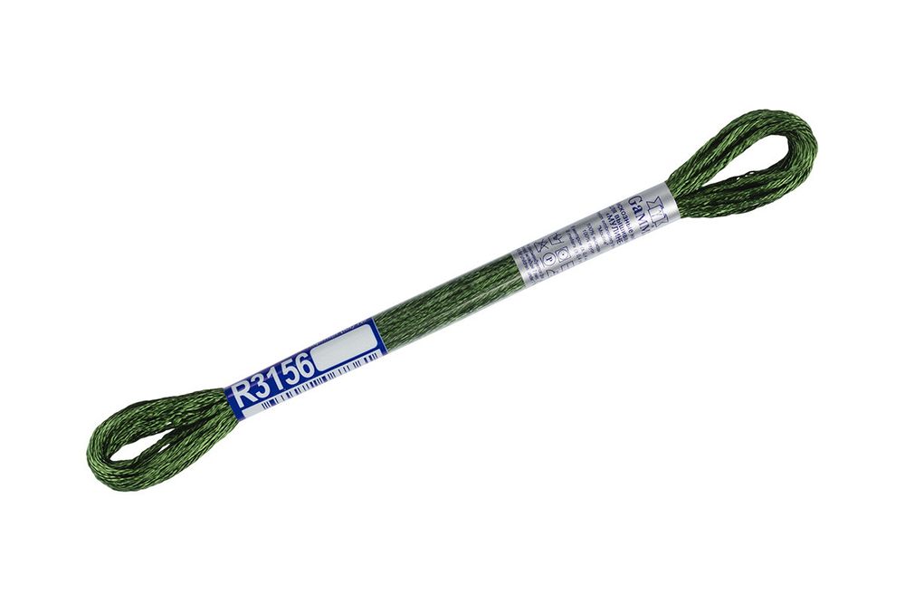 Мулине Gamma вискоза 100%, цв.R3156 зеленый-хаки, 12 мотков по 8 метров