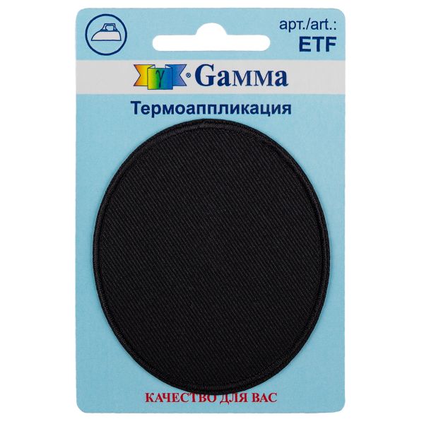 Термоаппликация №01, 1 шт, 01-023 Овал черный 7х6 см, Gamma ETF