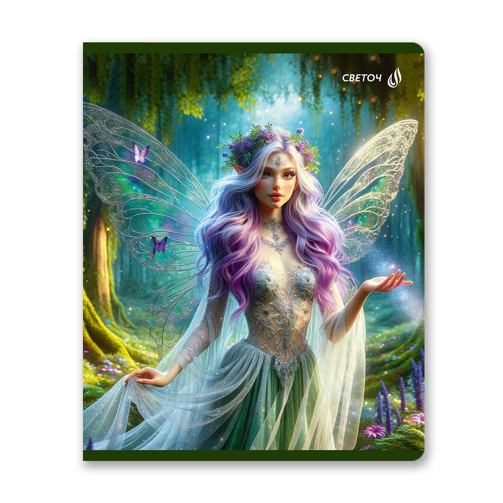 Тетрадь ученическая общая, выборочные блёстки, A5 48 л. на скобе 65 г/м², белизна 100% 10 шт клетка, 01477 Крылатая фантазия, Светоч Т83