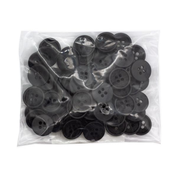 Пуговицы 4 прокола 24L (15мм), (Blk-200 (черный)), 72 шт