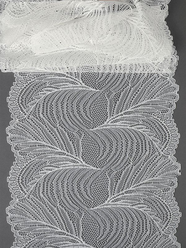 Кружево бельевое эластичное 215 мм / 2.7 м, 3517, цв.004 белый, Kruzhevo