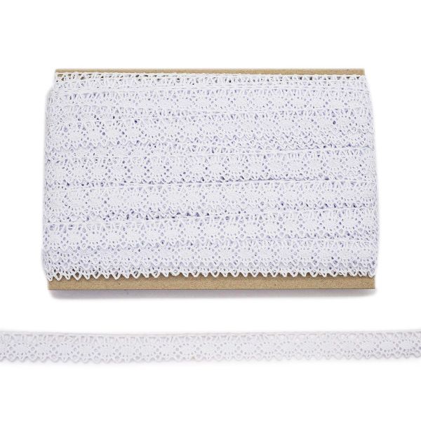 Кружево вязаное (тесьма) хлопковое 15 мм 25м одностор. (01 белый)