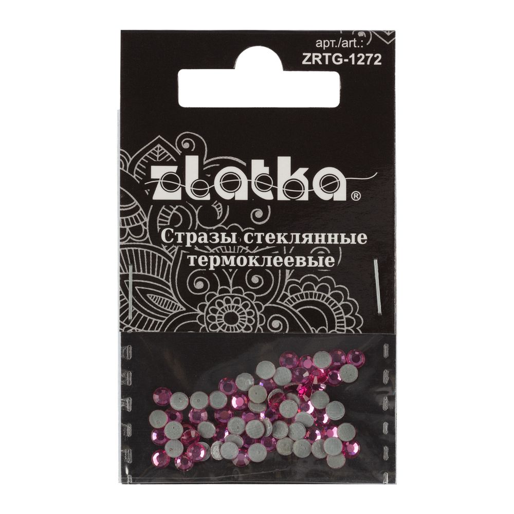 Стразы клеевые стекло 3.2 мм, 360 шт, SS12 №25 фуксия (Fuchsia), Zlatka ZRTG-1272