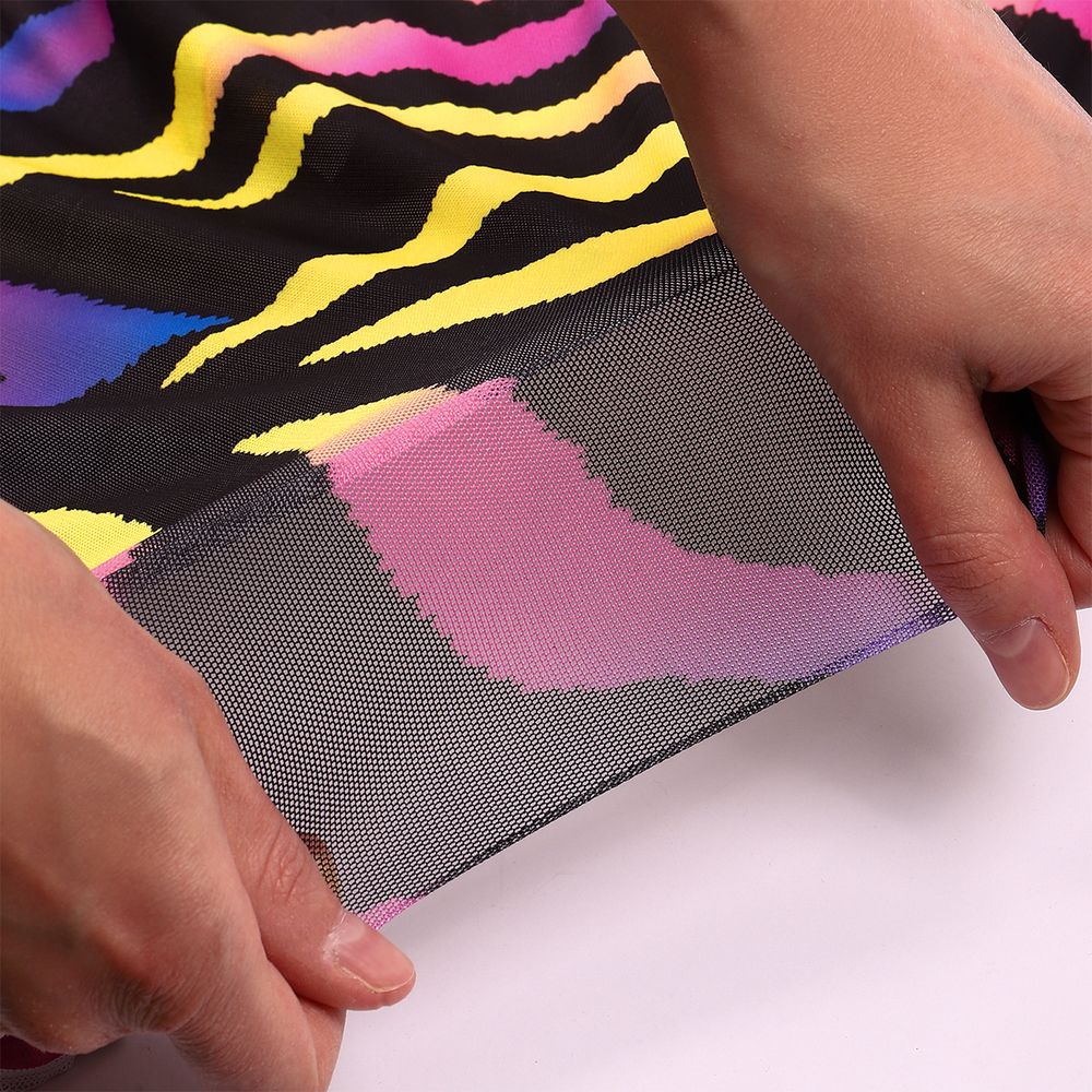 Сетка бельевая эластичная 120 г/м², шир.150 см / 1 метр, T-066, цв.1 цветная полоска /T-066.1.1/