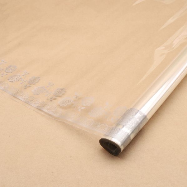 Пленка Бордюр Роза, цв. серебро, 70см / 9,14м ±5%, ППБ0002