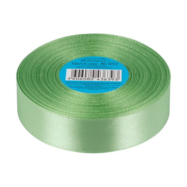 Лента атласная 1-сторонняя 25.0 мм / 33±2 метра, №052 травяной, в термоплёнке, Gamma