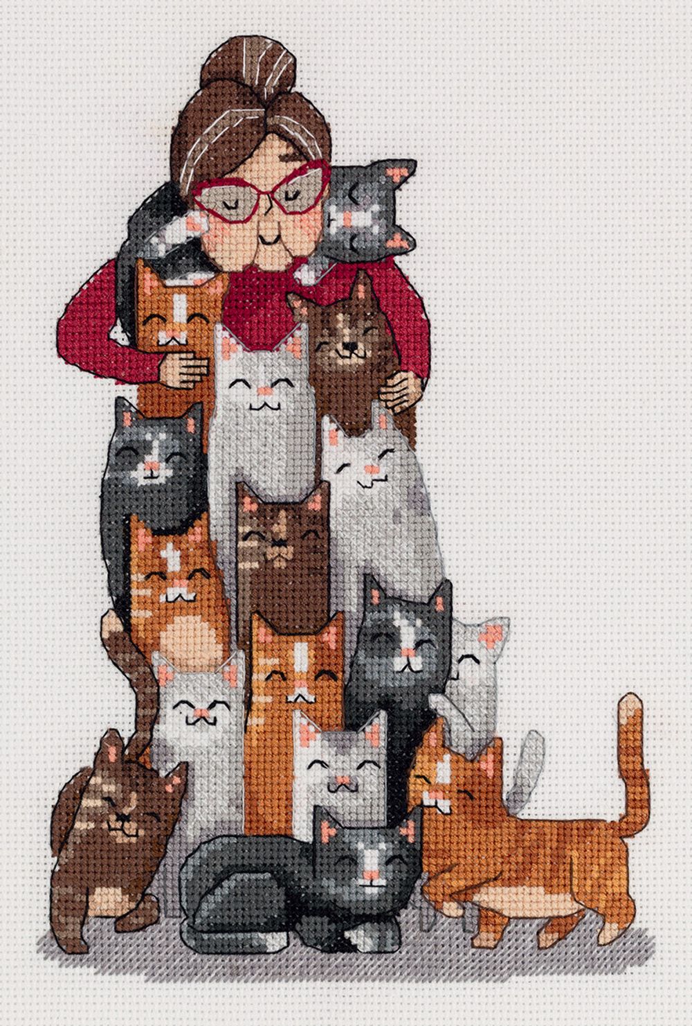 Набор для вышивания Klart 8-541, Котов много не бывает, 15.5х21.5 см