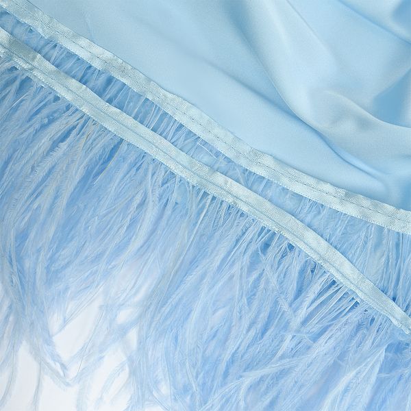 Перья на ленте Страус 15 см, FBY-15-114, цв. нежно-голубой, 2м