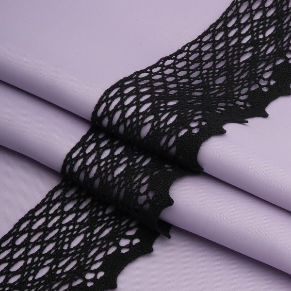 Кружево вязаное (тесьма) хлопковое 55 мм / 25 метров, рис.55.01.180 (черный) С3749Г17