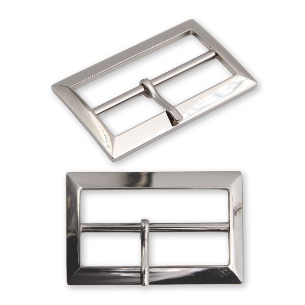 Пряжка ременная металл 50 мм, прямоугольная, серебро (никель), 1 шт, MB-155