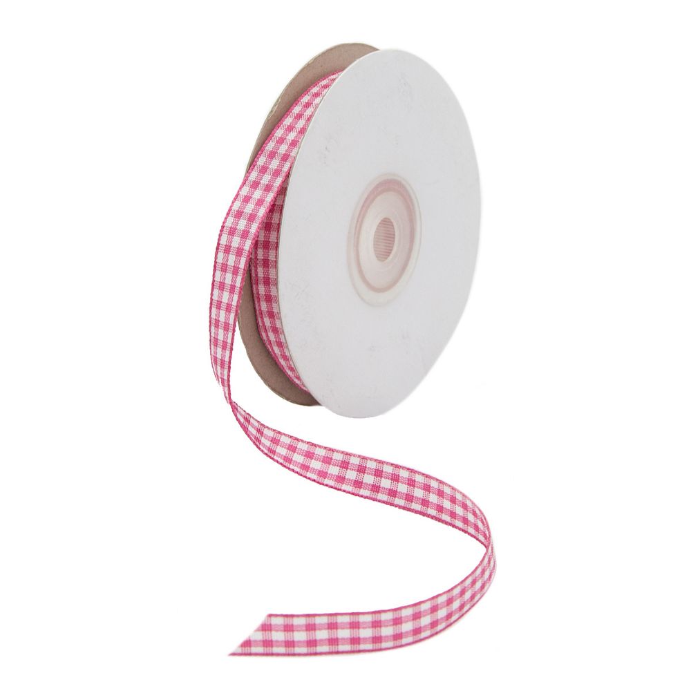 Лента Шотландка, 9 мм, 25 м, (084 яр.розовый)