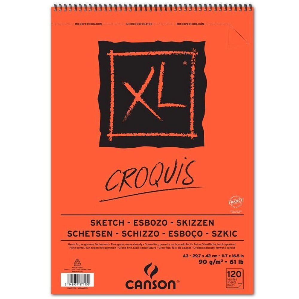 Альбом для графики XL Croquis 90 г/м², A3 27.9х42 см, на спирали 120 л, Canson С200787115