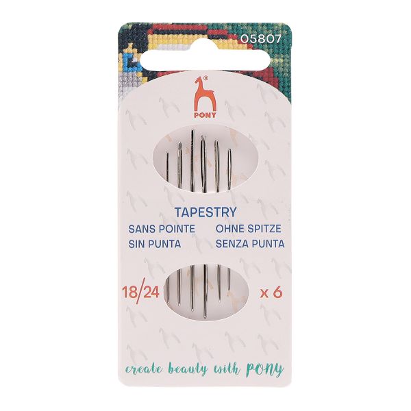 Иглы ручные гобеленовые с серебряным ушком Tapestry №18-24, 6 шт, PONY, 05807