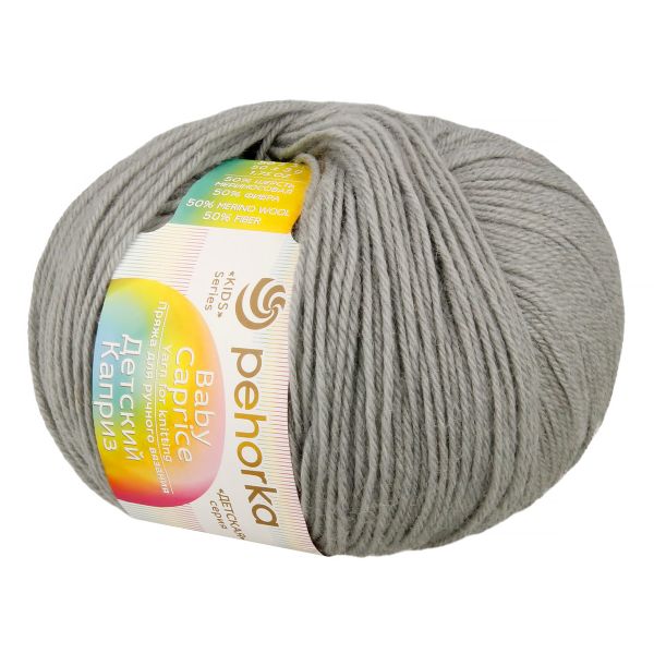Пряжа Пехорка Детский каприз / уп.10 мот. по 50 г, 225 м, цв.048 серый