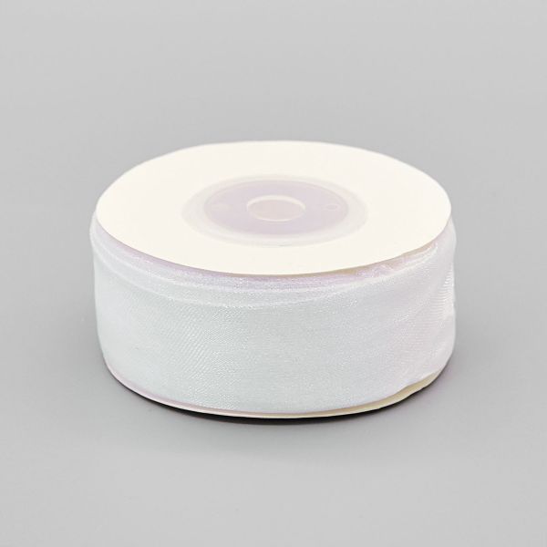 Лента капроновая (органза) 25.0 мм, 22.86 м (белый)