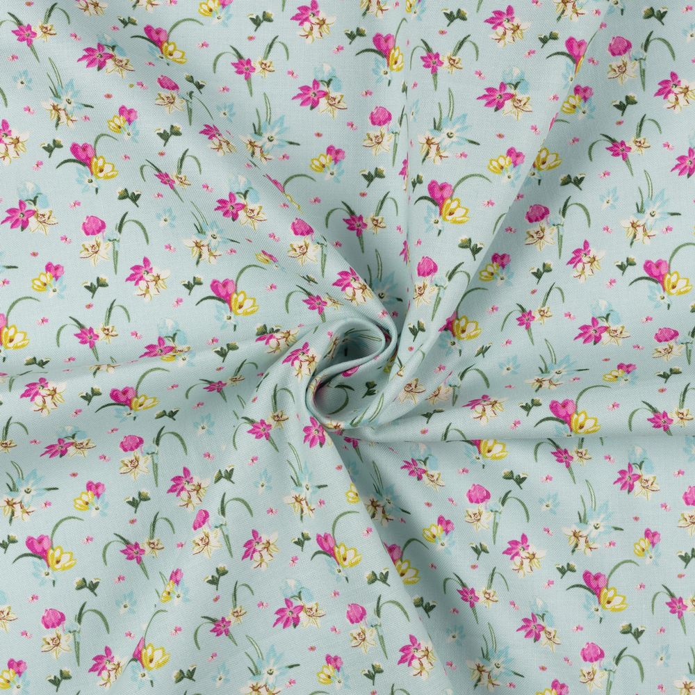 Ткань для пэчворка Peppy Весенний этюд, отрез 50х55 см, 146 г/м², ВЭ-14 голубой, Peppy