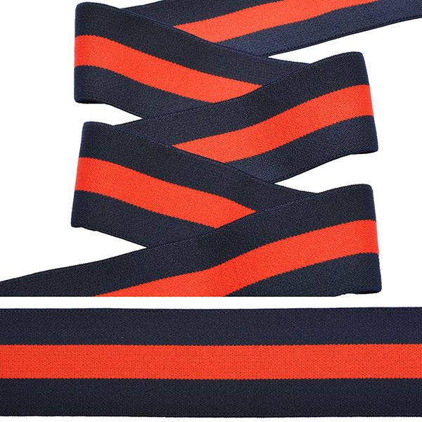 Резинка декоративная полоска 40.0 мм / 25 метров, тканая, мягкая, синий/красный