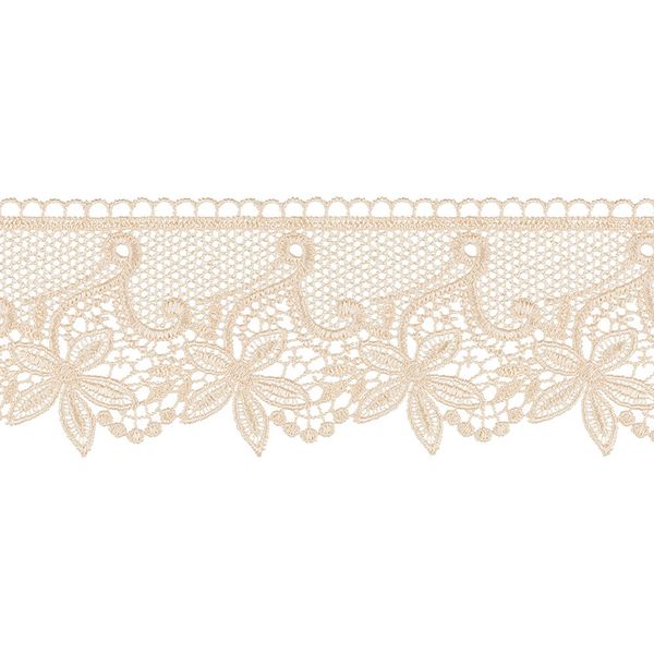 Кружево гипюр (плетёное) 80 мм / 10 м, бежевый, Gamma GGM-8001