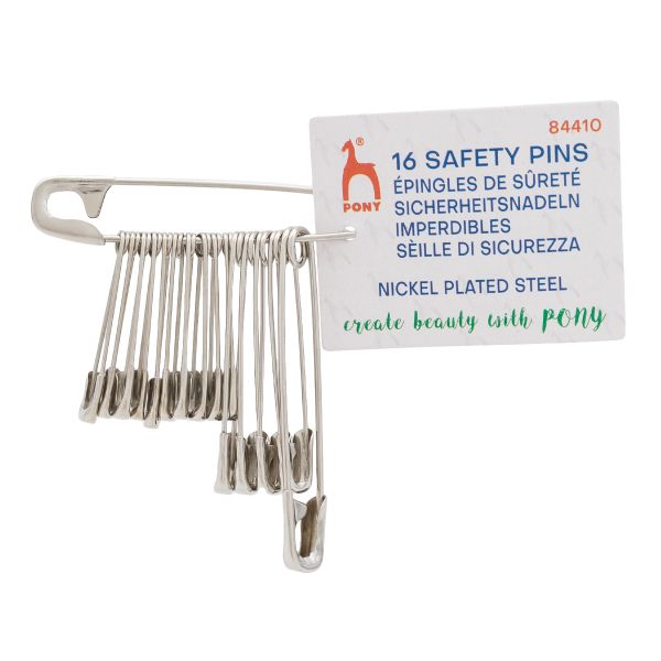 Булавки английские l=27-51 мм, сталь, 16 шт, Pony, 84410