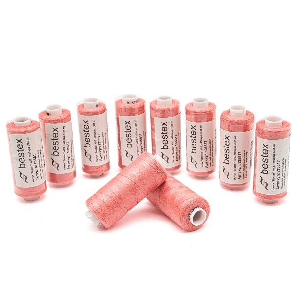 Нитки швейные бытовые Bestex 40/2, 365 м (400 ярд) / 10 кат., 039 розовый коралл