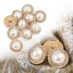 Пуговицы металлические на ножке 28L-18 мм, С-MP15 цв.золото/перламутр, 10 шт